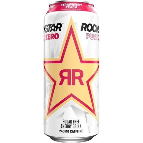Rockstar Pure Zero Strawberry Peach 16 fl oz Can