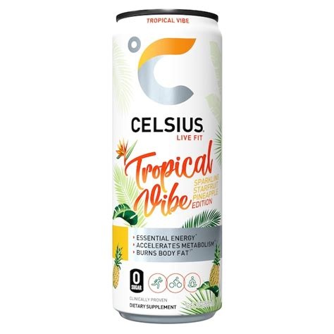 Celsius Sparkling Tropical Vibe Starfruit Pineapple 12 fl oz Can